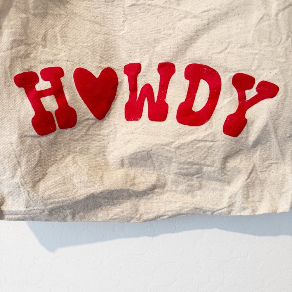 NEW Howdy Graphic Print Canvas Shoulder Tote Bag Western Rodeo Country Heart - Picture 2 of 6
